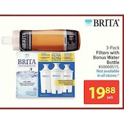 Brita 3-Pack Filters w/Bonus Water Bottle - $19.88