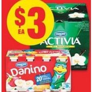 Danone Activia or Danino Go Yogurt - $3.00