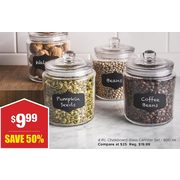 KSP Chalkboard Glass Canister with Lid, Set of 4 - $9.99 (50% off)