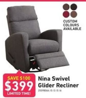 nina swivel glider recliner