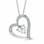 0.16 Ct. T.w. Diamond Tilted Heart With Maple Leaf Pendant In Sterling Silver - $143.20 ($35.80 Off)