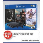 PS4 1TB Console With The Last Of US, God Of War And Horizon Zero Dawn  - $32.99