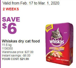 Whiskas cat outlet food costco