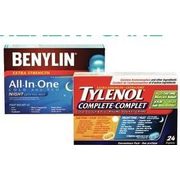Benylin All-in-One or Tylenol Cough Syrup or Complete Liquid Gels or Caplets or Tylenol Complete eZTabs - $14.99