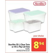 Sterilite 55 L Clear Tote Or 45 L Flip Lid Tote - $8.94