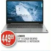 Lenovo 14" 4/128gb Ideapad Windows 11 Notebook - $449.99
